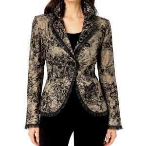 Vintage I.C. Collection By Connie Lace Mesh Ruffled Blazer Jacket Artsy Goth M